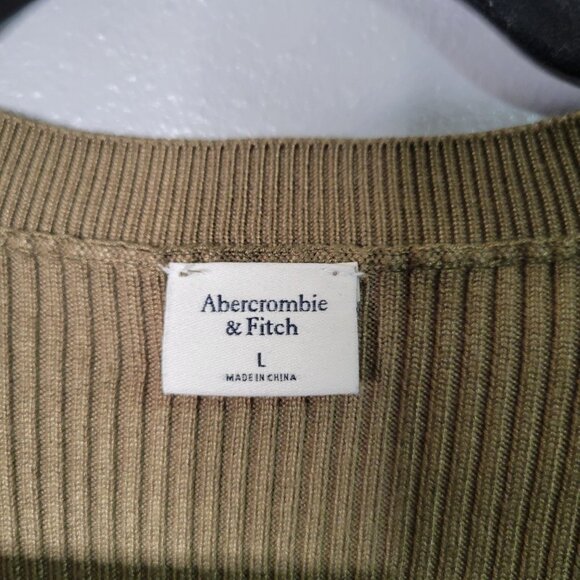 Abercrombie & Fitch Women's L Scoop Neck Rib Knit Bodysuit Olive Green Long Slee - Picture 4 of 6